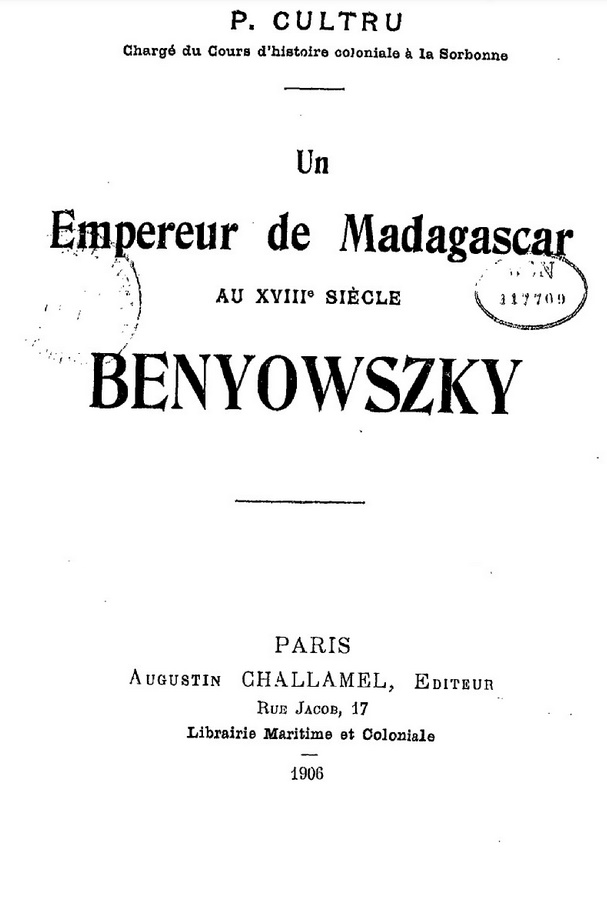 Cover of Cultru's 1906 book